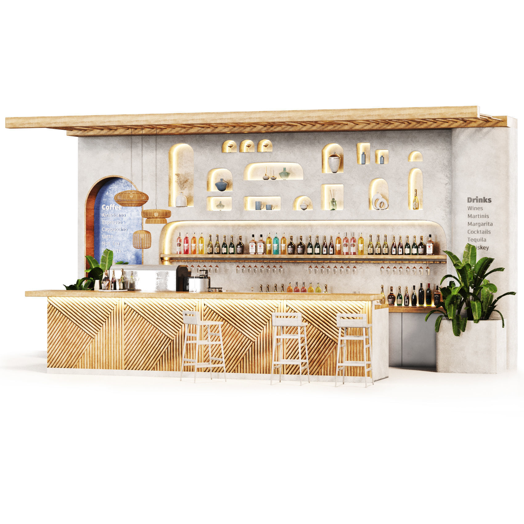 Greek Cafe  boho Low-poly 3D model_7