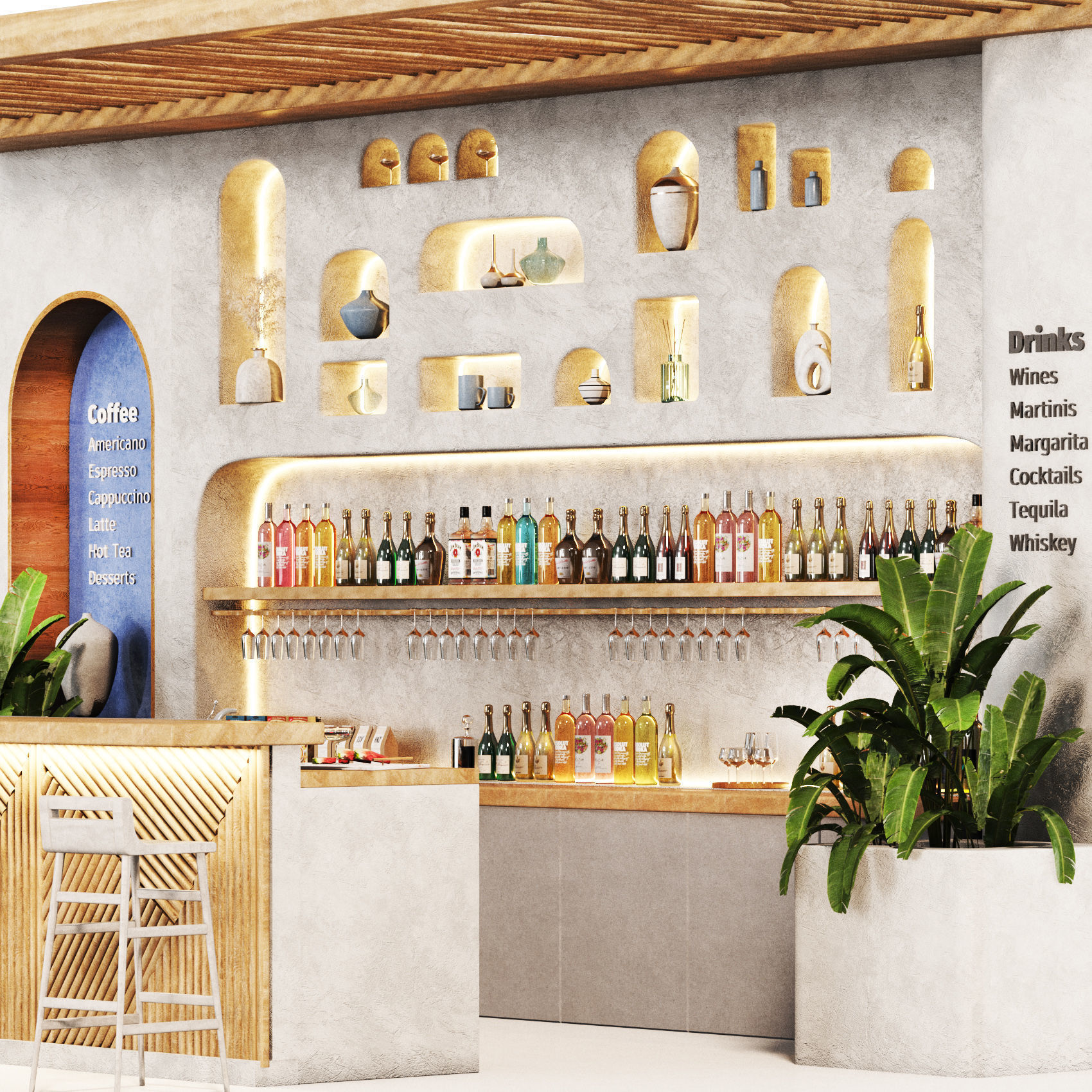 Greek Cafe  boho Low-poly 3D model_6