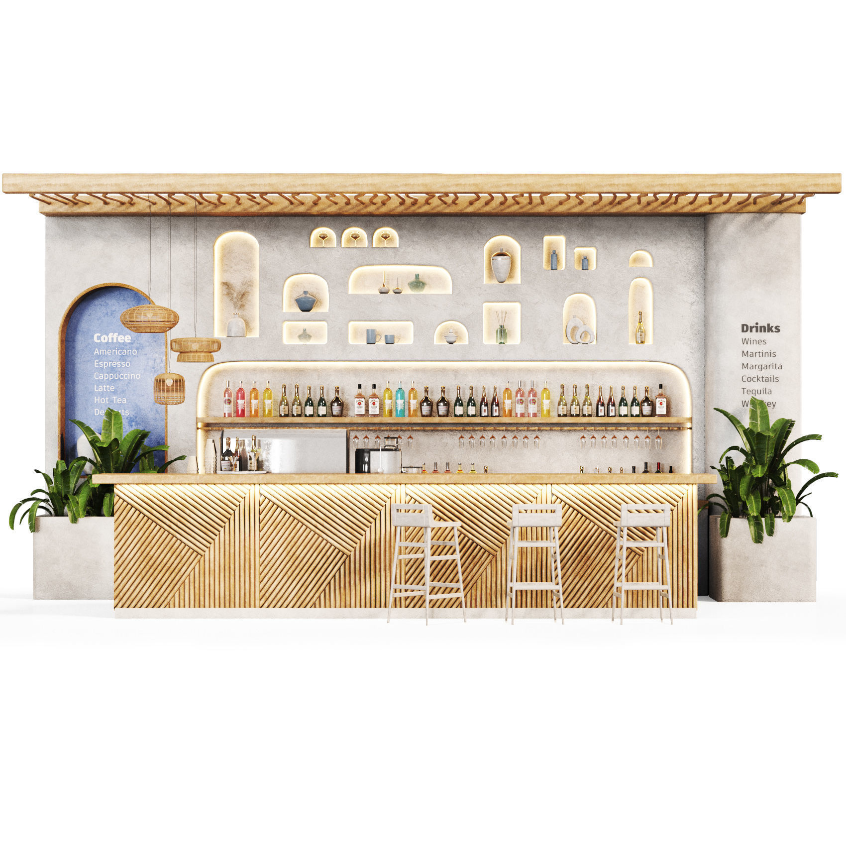 Greek Cafe  boho Low-poly 3D model_4