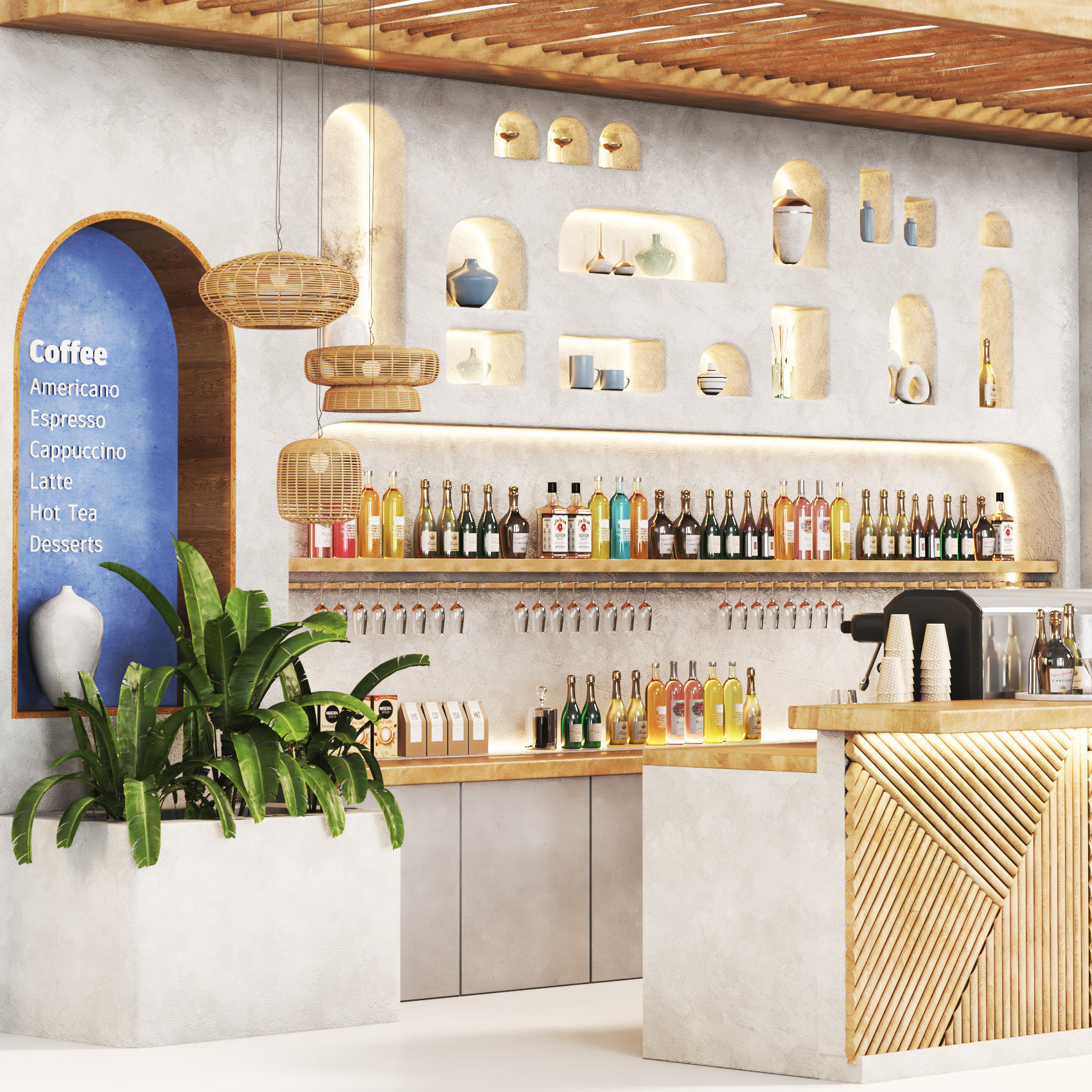 Greek Cafe  boho Low-poly 3D model_5