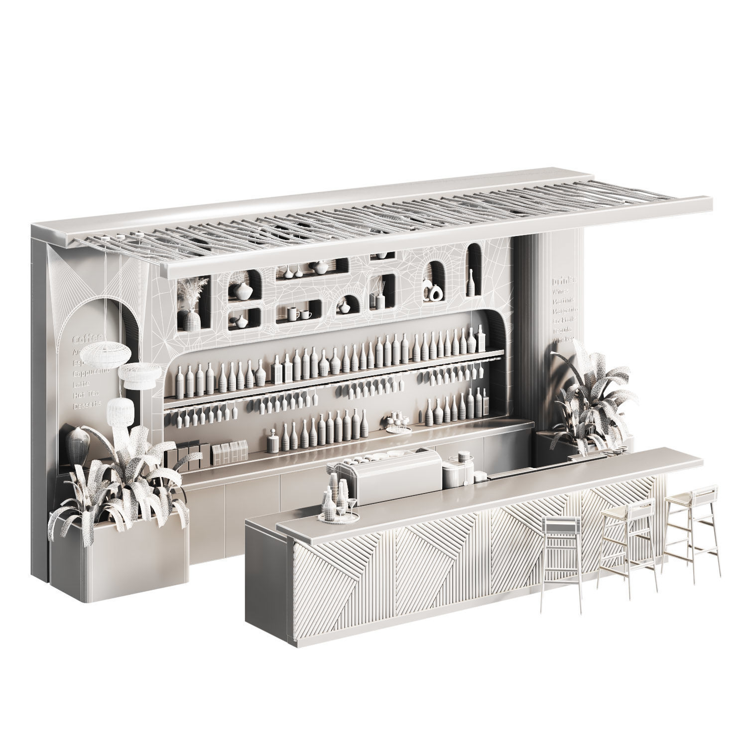 Greek Cafe  boho Low-poly 3D model_9