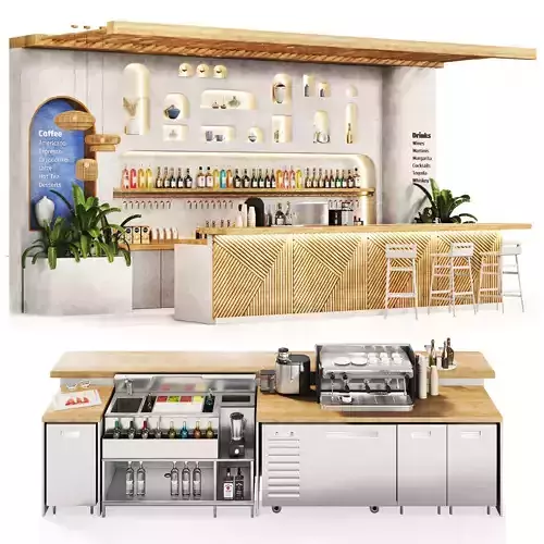 Greek Cafe  boho Low-poly 3D model