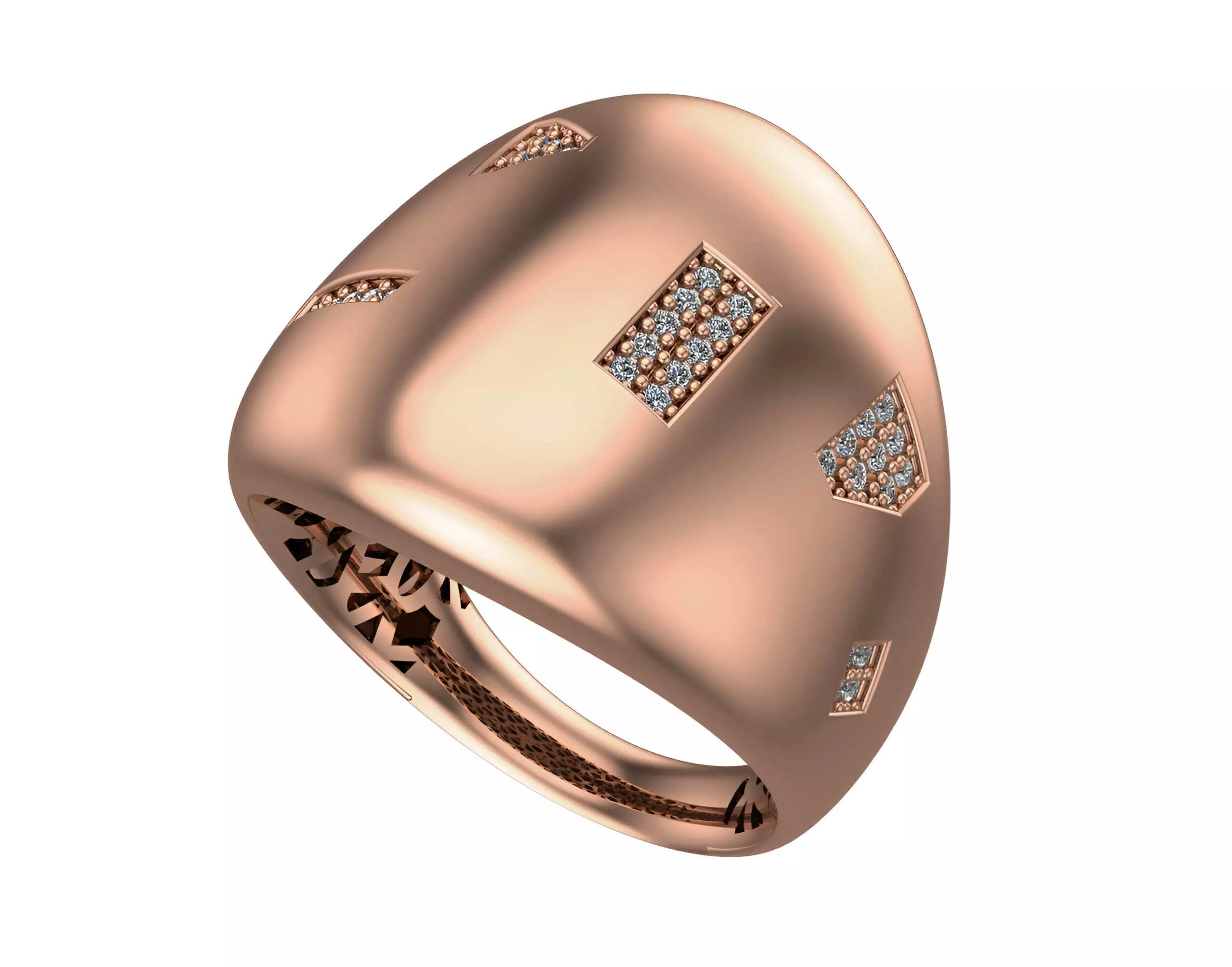 Geometric Head High Jewelry Italian Cocktail Diamond Ring 3D print model