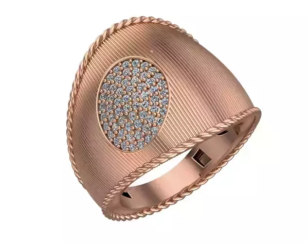 Grooves Bone Head High Jewelry Italian Cocktail Diamond Ring