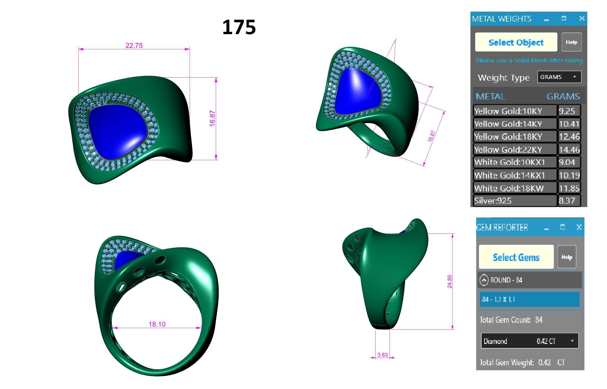 Bone Hole High Jewelry Italian Cocktail Diamond Ring 3D print model_3
