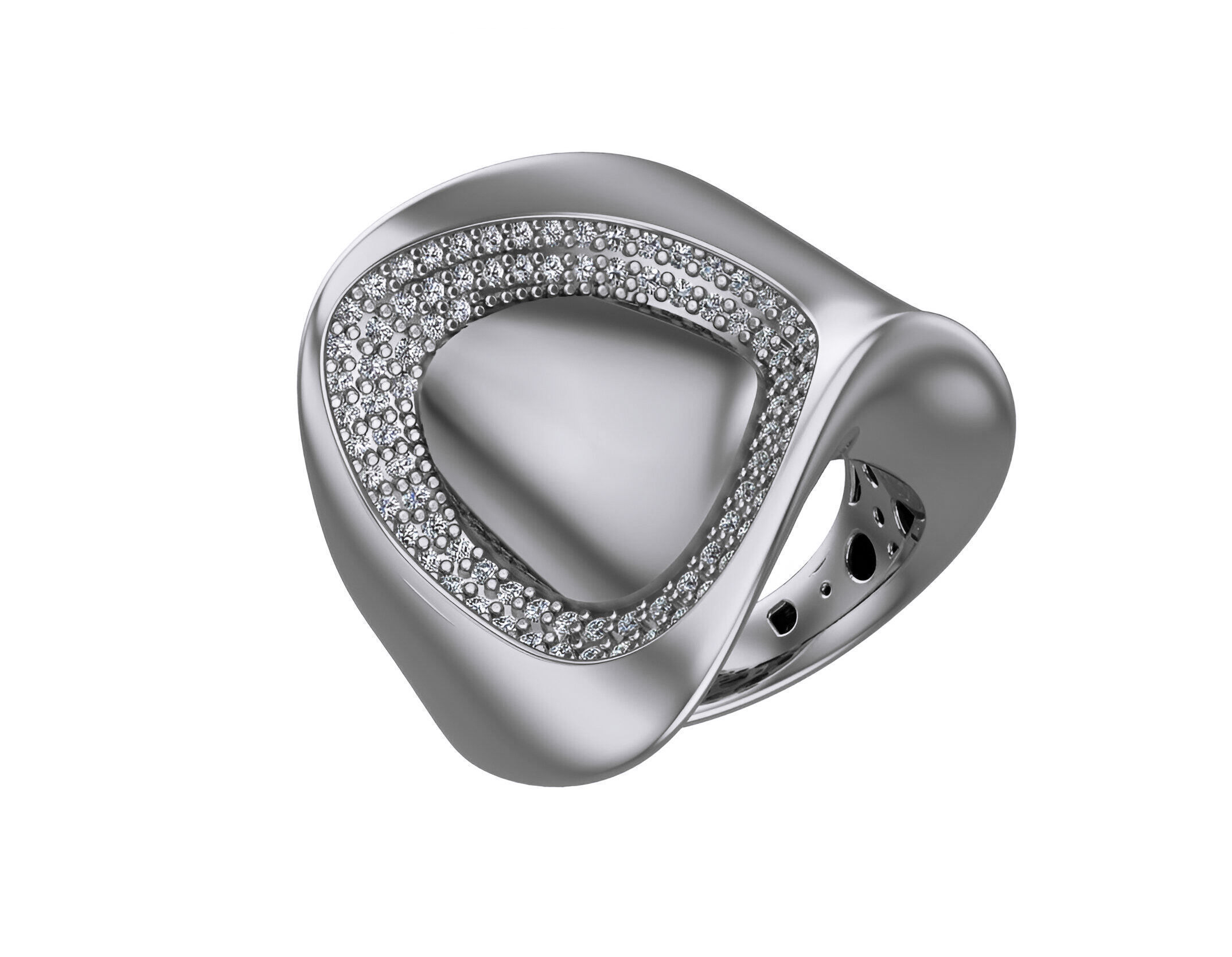 Bone Hole High Jewelry Italian Cocktail Diamond Ring 3D print model_2