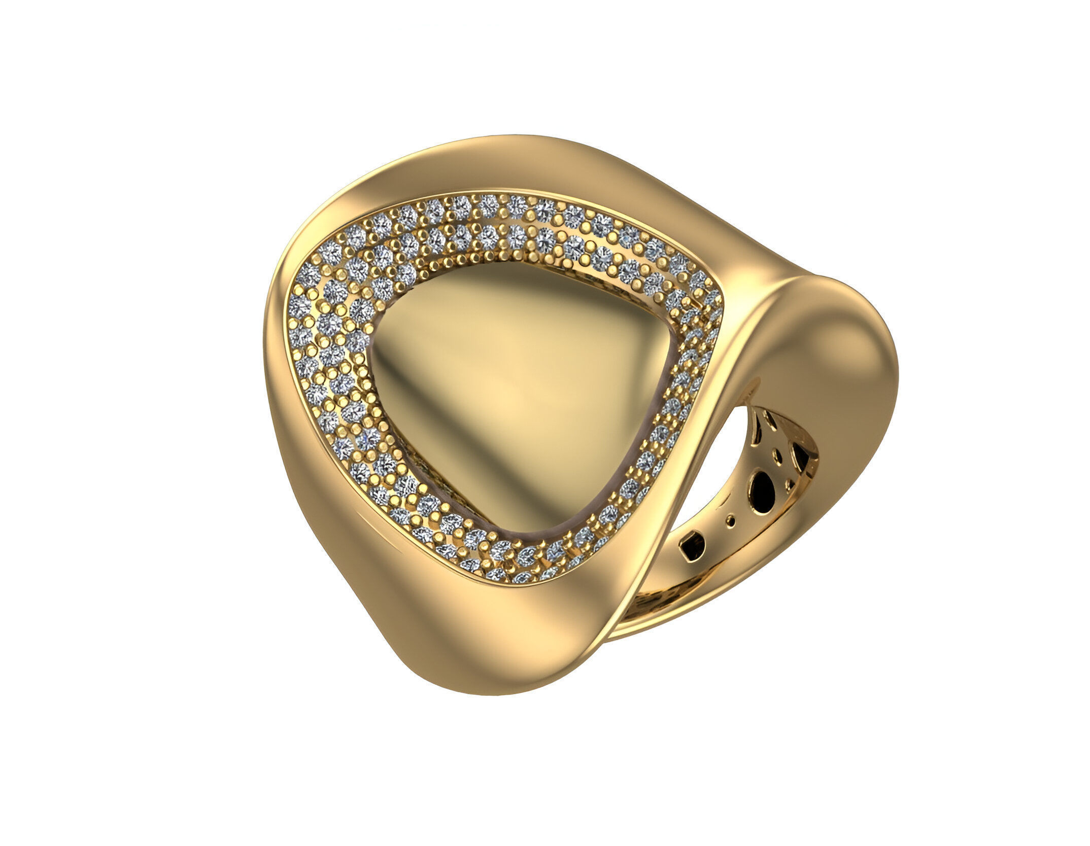 Bone Hole High Jewelry Italian Cocktail Diamond Ring 3D print model_1