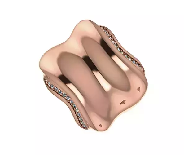 Wave Line High Jewelry Italian Cocktail Diamond Ring 3D print model