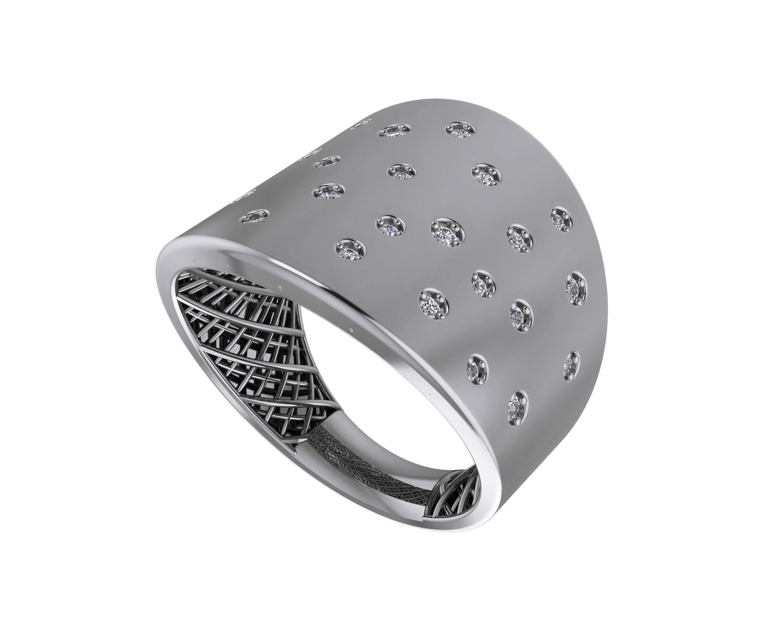 Diamond Star High Jewelry Italian Cocktail Ring 3D print model_1