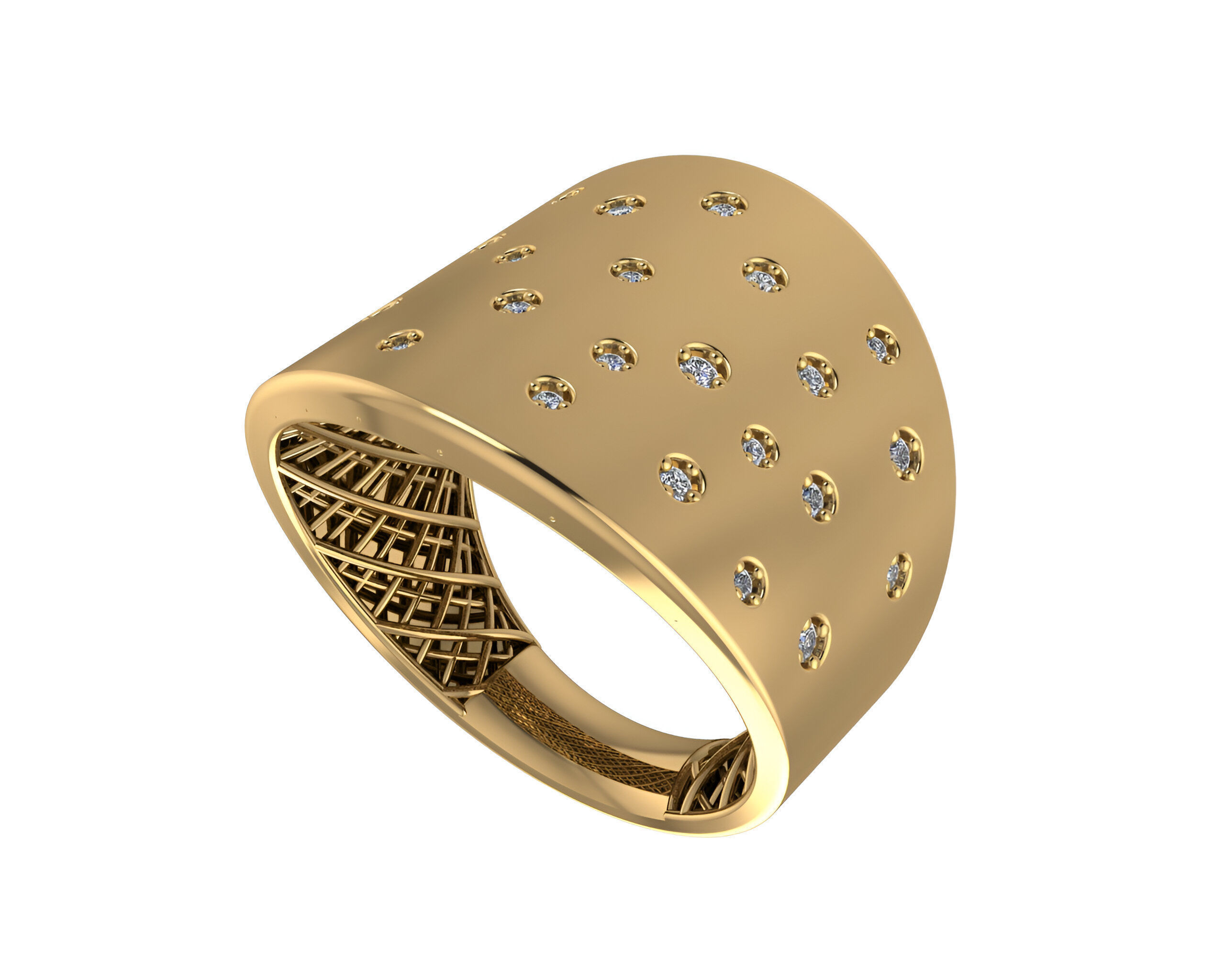 Diamond Star High Jewelry Italian Cocktail Ring 3D print model_2