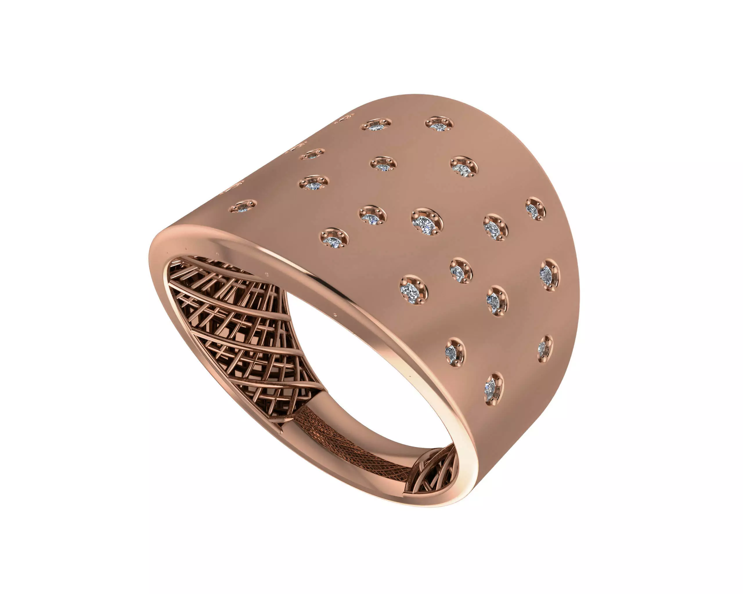 Diamond Star High Jewelry Italian Cocktail Ring 3D print model_0