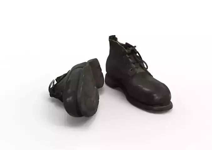 Vintage Work Boots 3D Model
