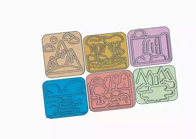 Sellos Paisajes Ceramica Arcilla Stamp Cookies Galleta