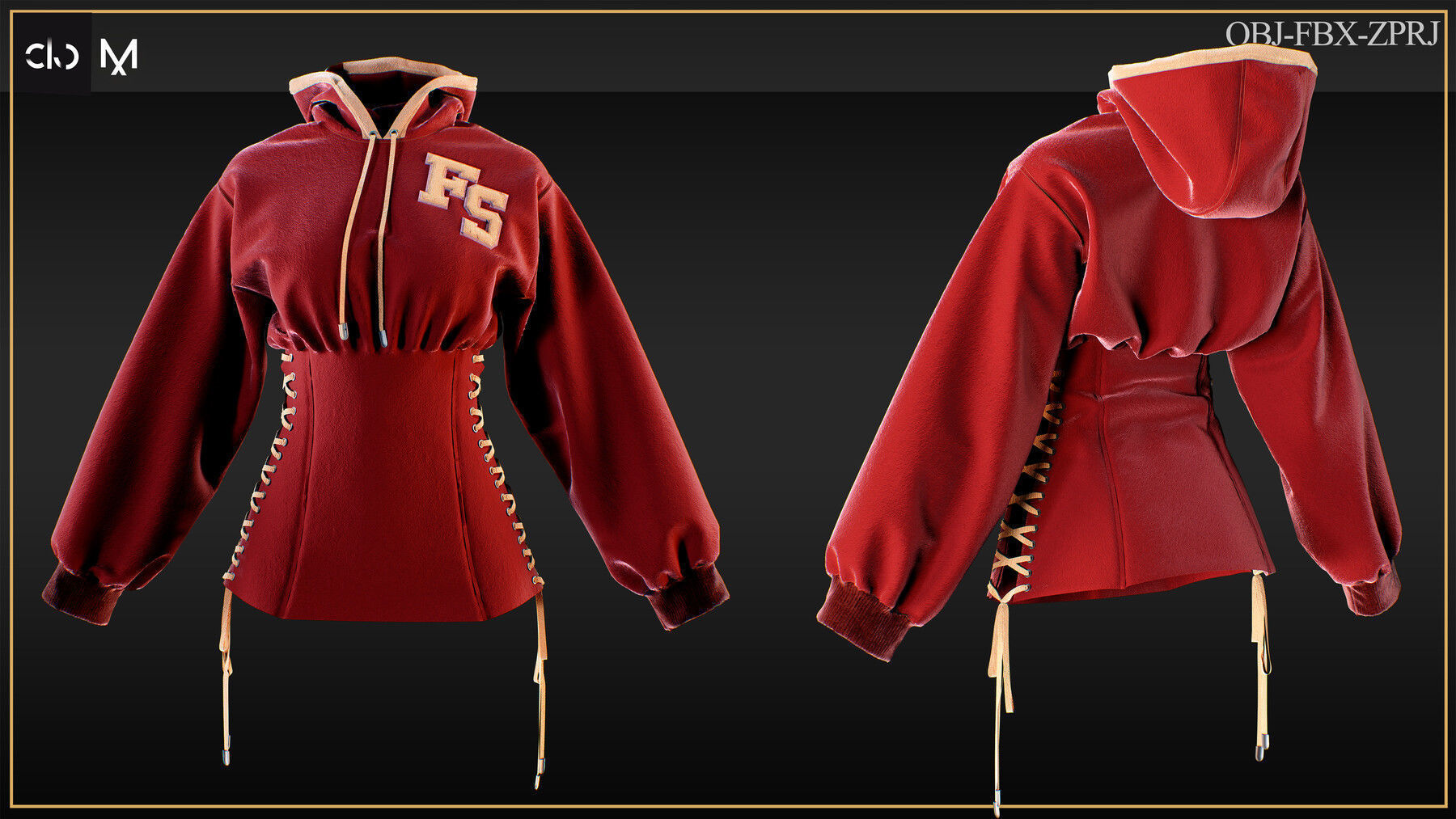 5 Woman Hoodies 3D print model_4