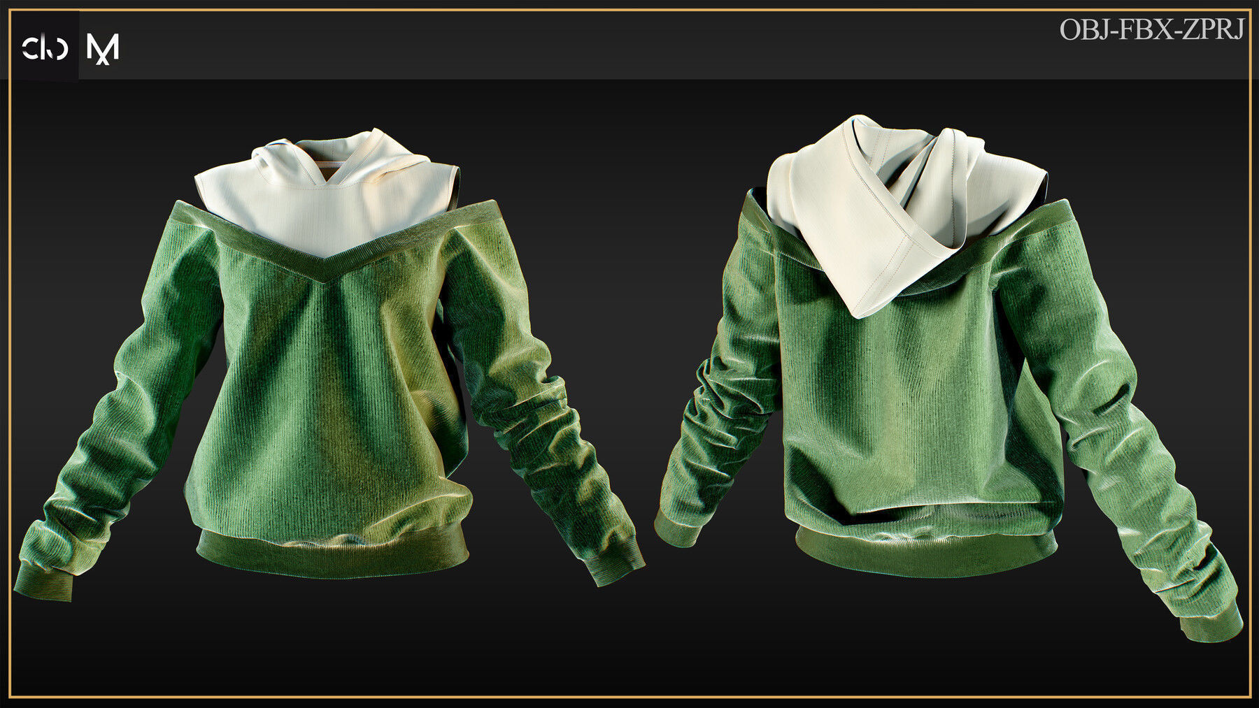 5 Woman Hoodies 3D print model_2