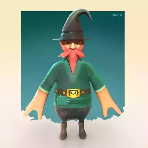 3D Wizard old man game character with Hand Paint Textures