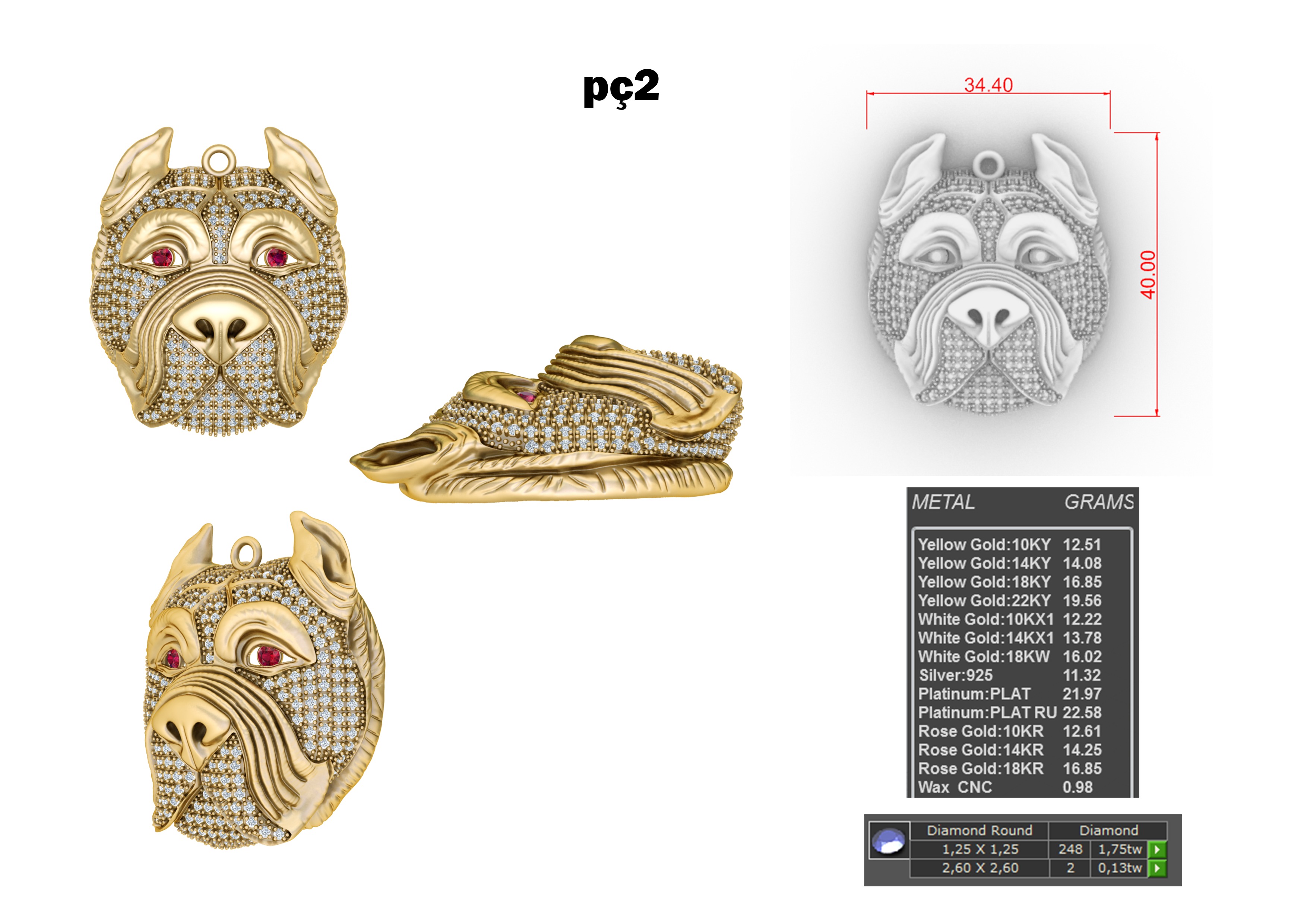  Dog Head Pendant 3D model_6