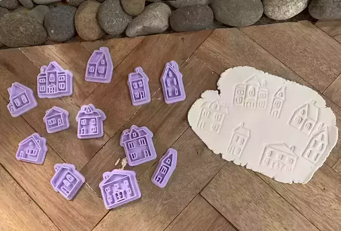 Sello Sellito Stamp Home Casa Casita Ceramica Arcilla Cookies