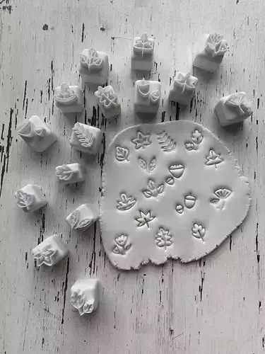 Sello Sellitos Stamp Botanico Plantas Hojas Ceramica Cookies