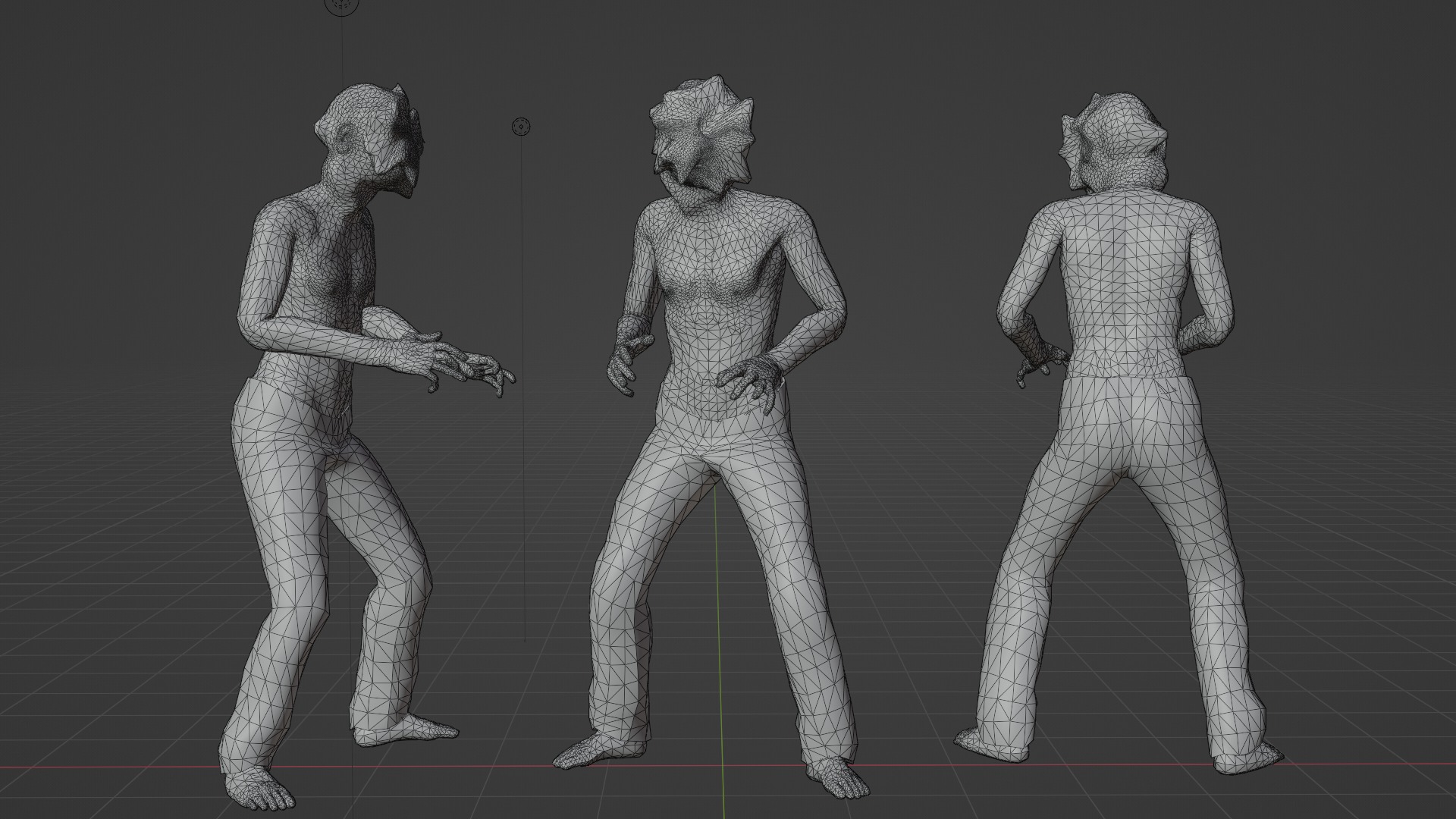 Clicker Zombie Low Style 3D model_1