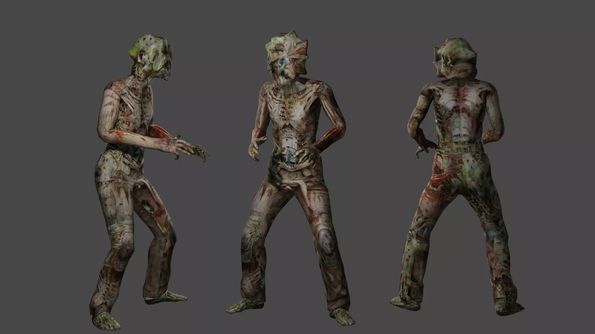 Clicker Zombie Low Style 3D model_0