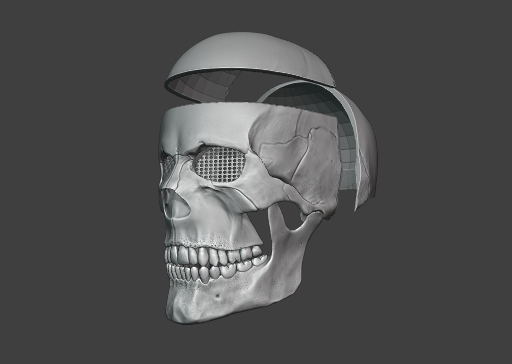SKULL HELMET WITH MOVABLE JAW 3D print model_5