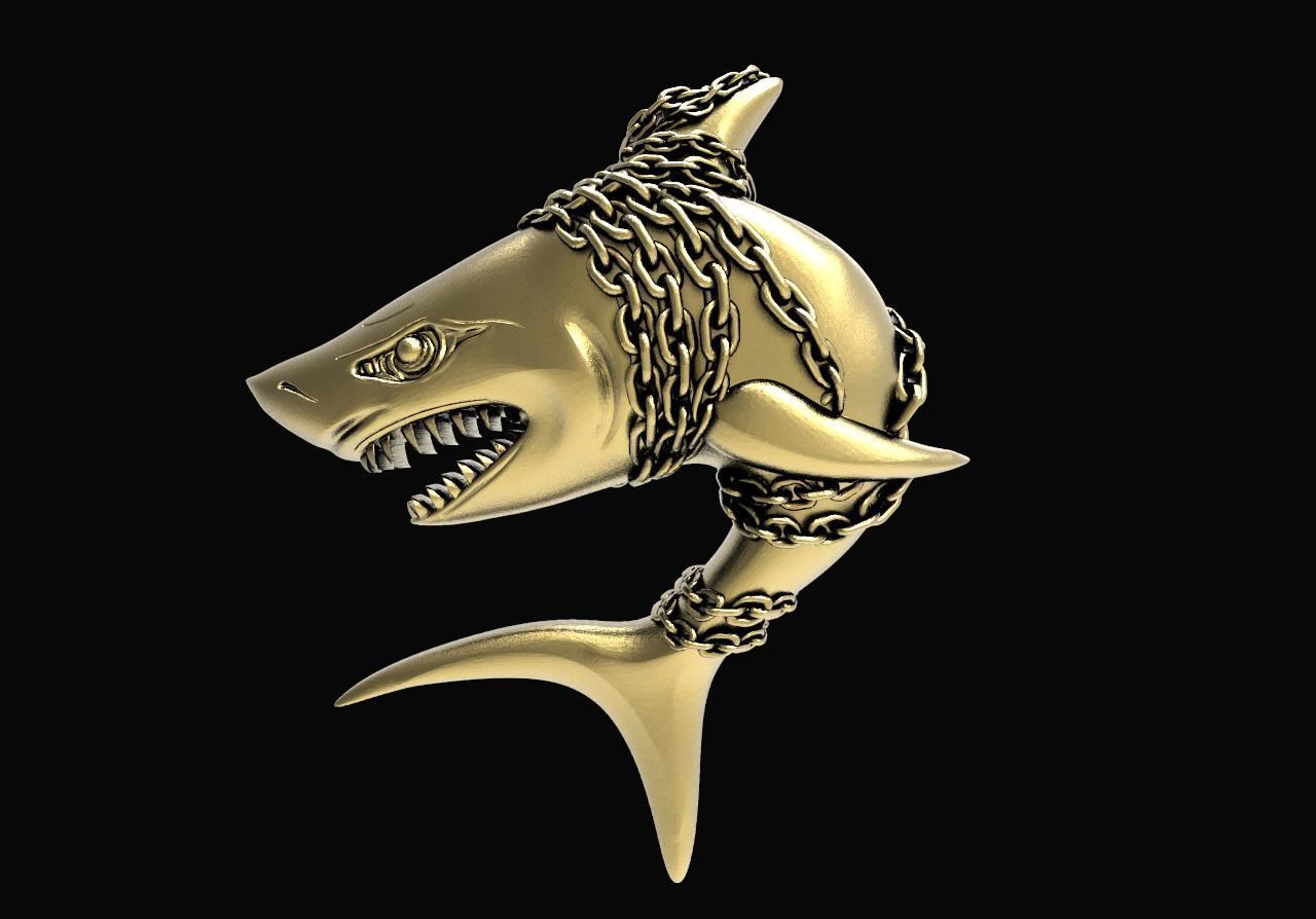 Shark pendant  3D print model_4