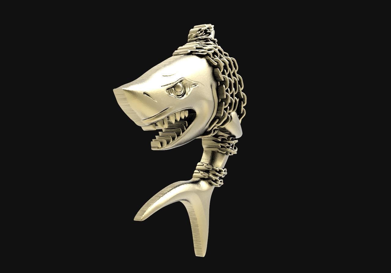 Shark pendant  3D print model_6