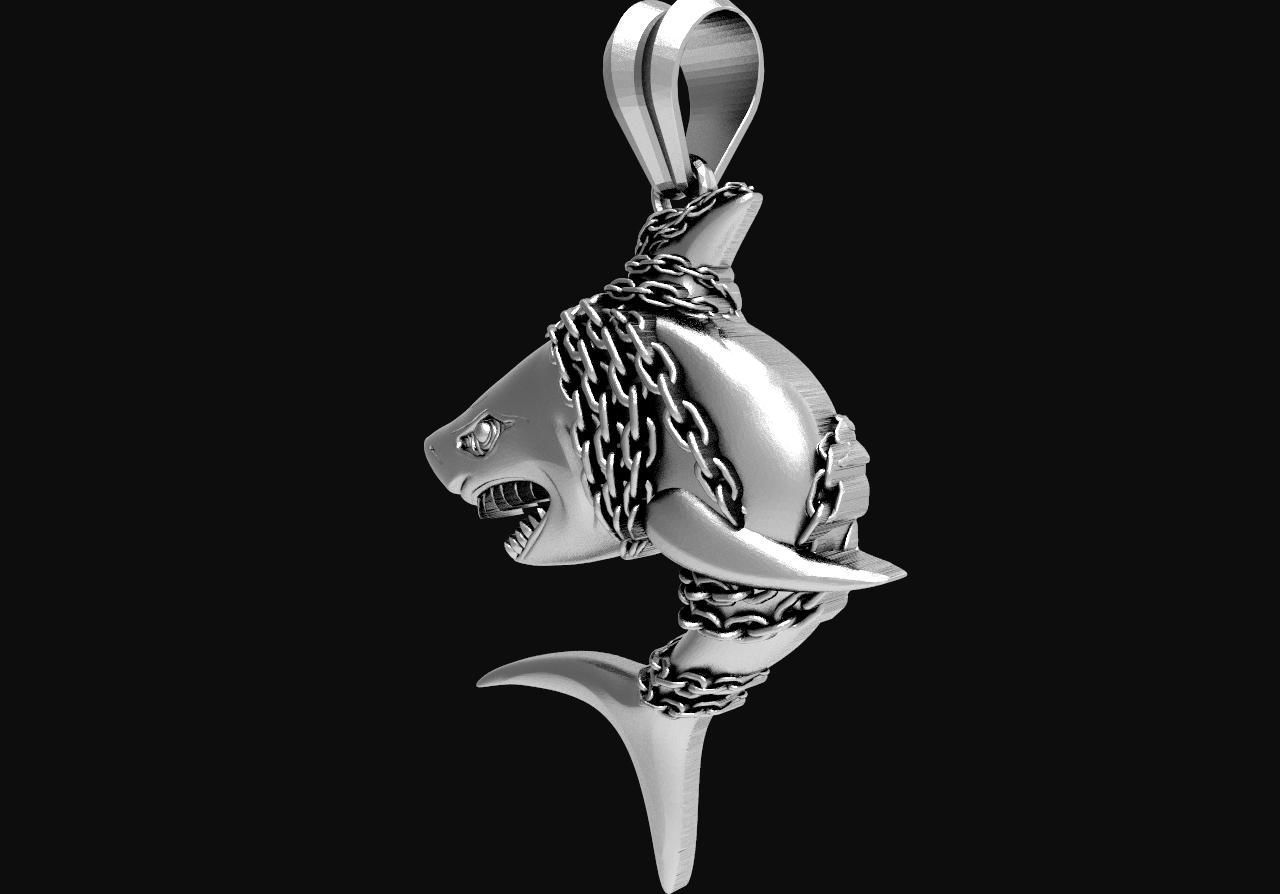 Shark pendant  3D print model_1