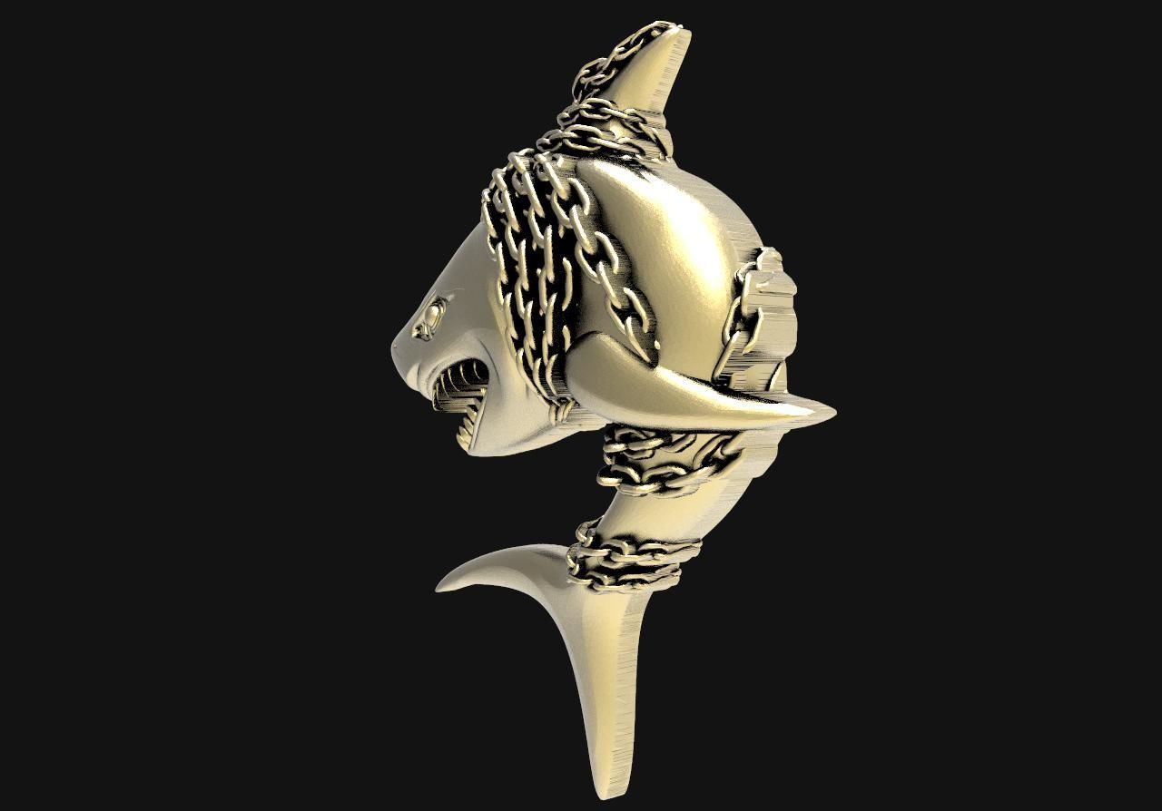 Shark pendant  3D print model_5