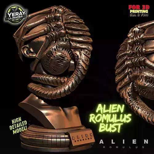 Human Bust with Facehugger Tribute to Alien Romulus 3D print model