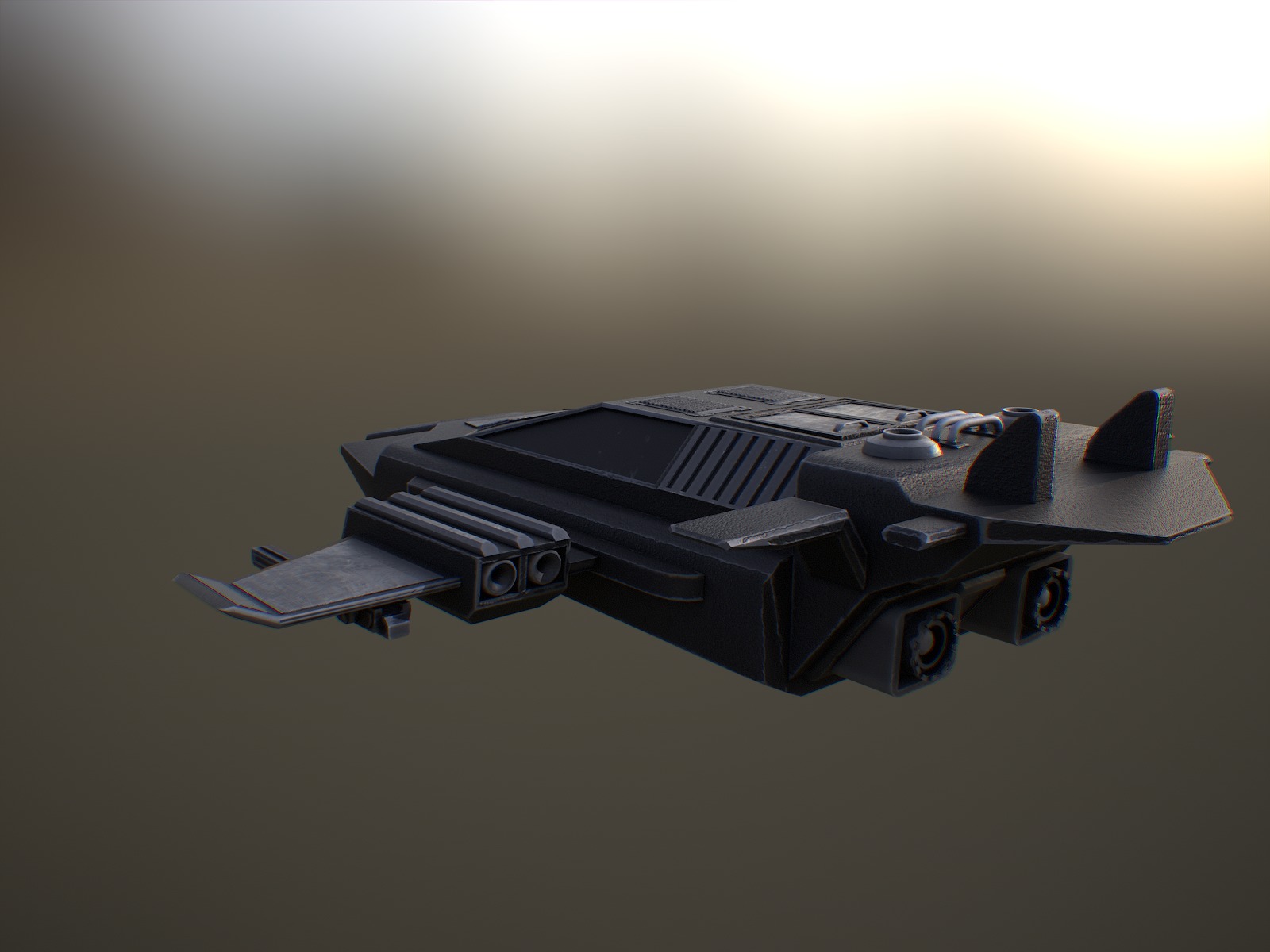 Futuristic spaceship Gameready Low-poly 3D model_6