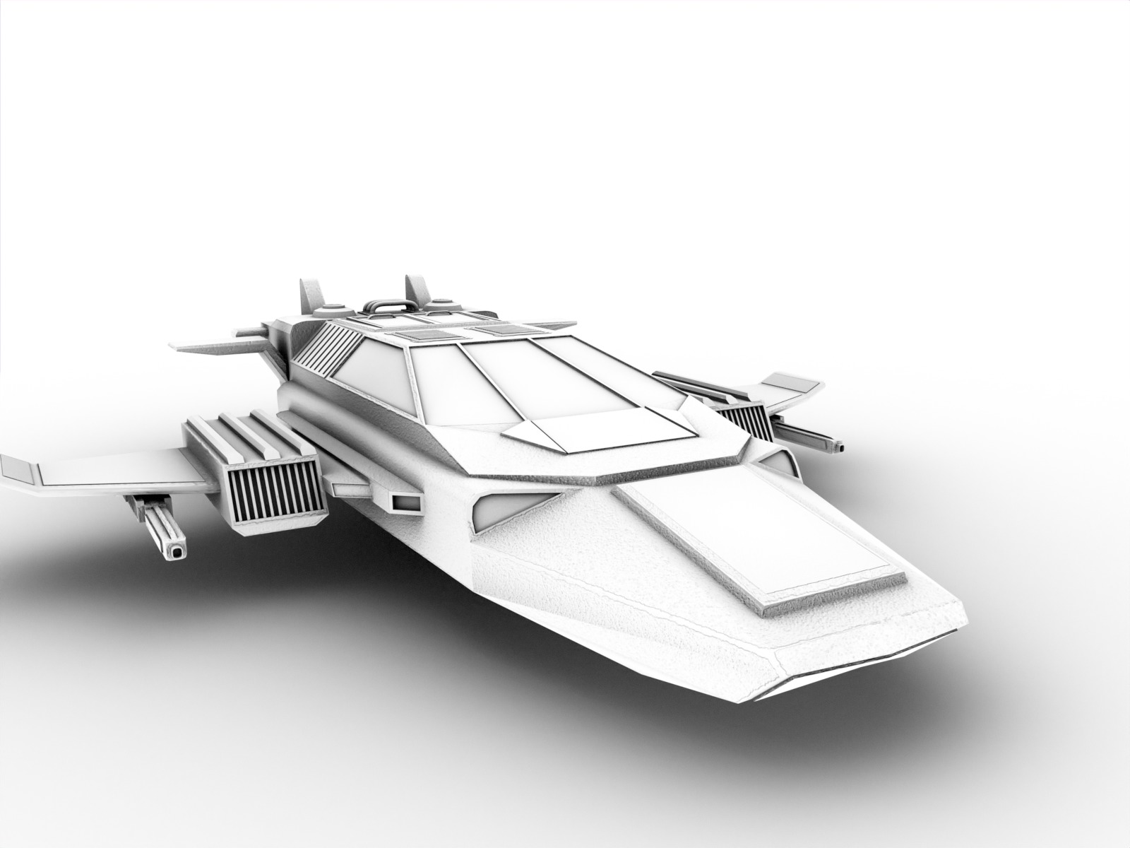 Futuristic spaceship Gameready Low-poly 3D model_12