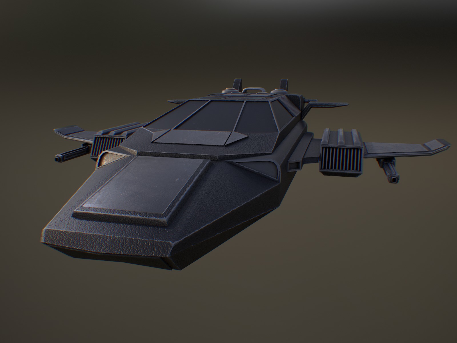 Futuristic spaceship Gameready Low-poly 3D model_4