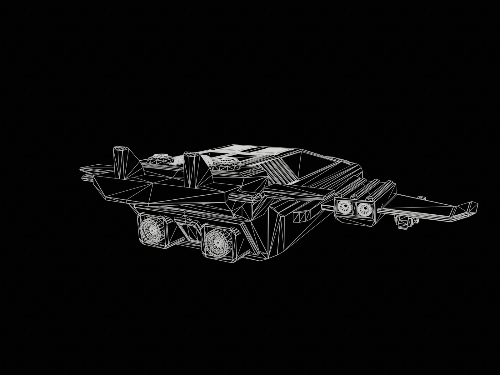 Futuristic spaceship Gameready Low-poly 3D model_19