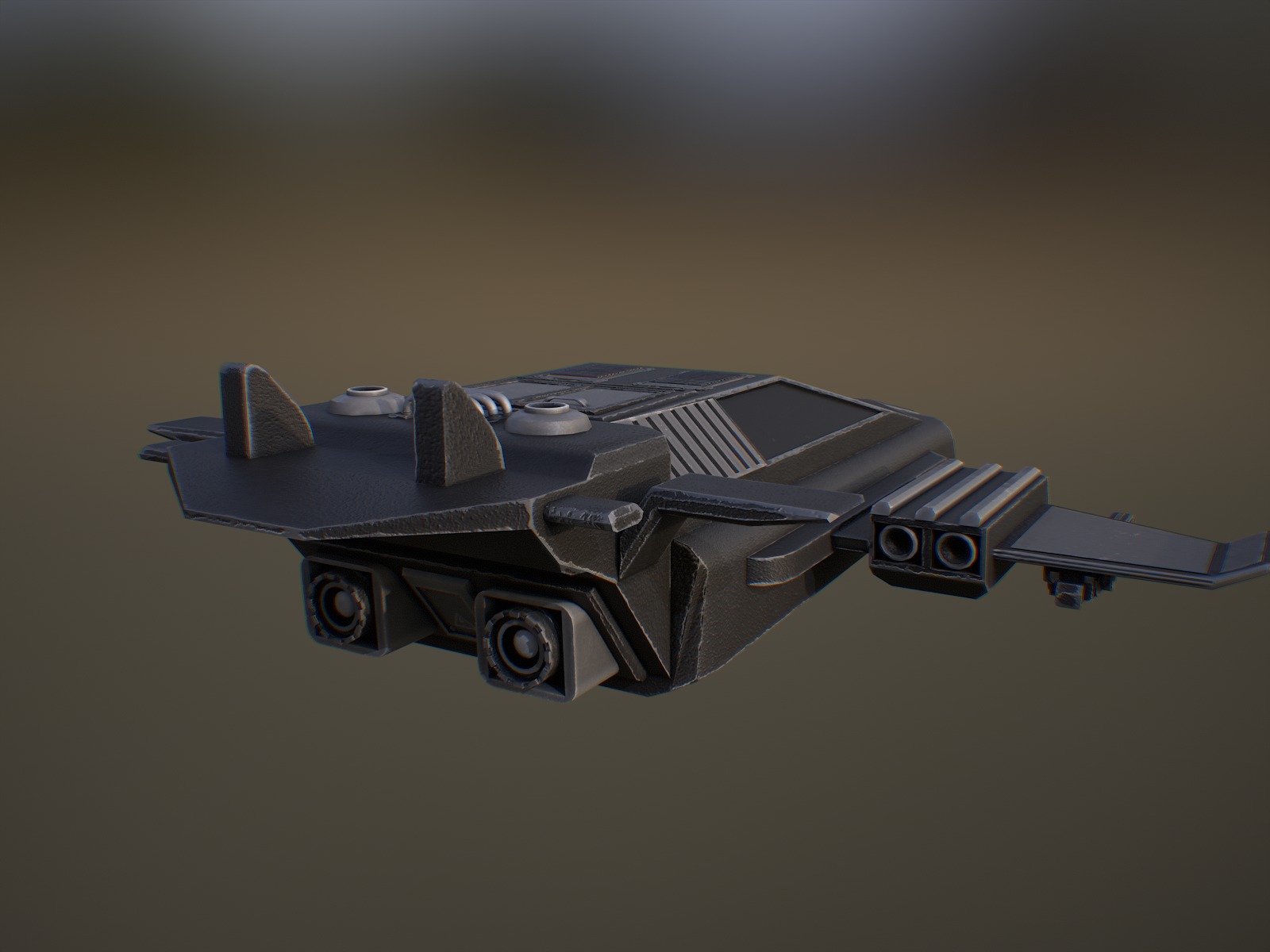 Futuristic spaceship Gameready Low-poly 3D model_5