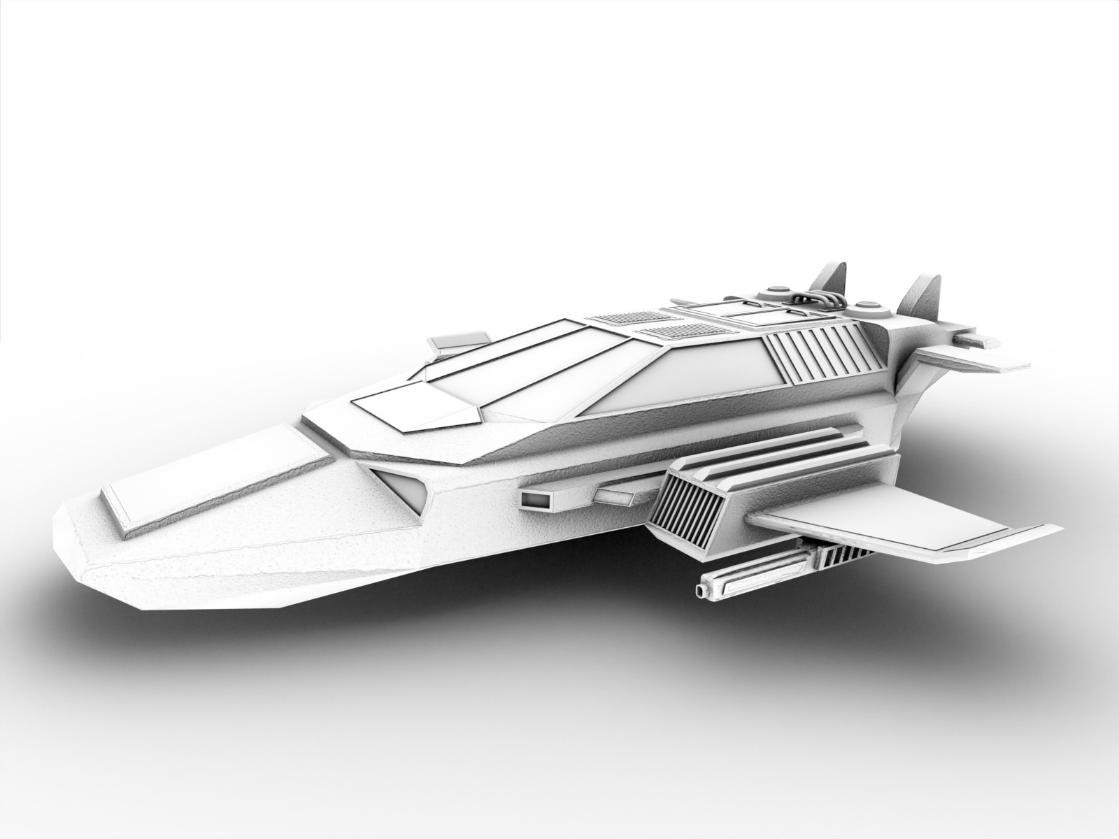 Futuristic spaceship Gameready Low-poly 3D model_13