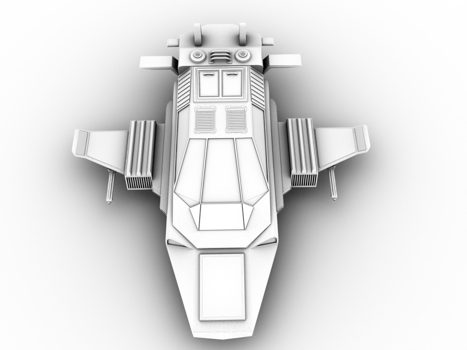 Futuristic spaceship Gameready Low-poly 3D model_16