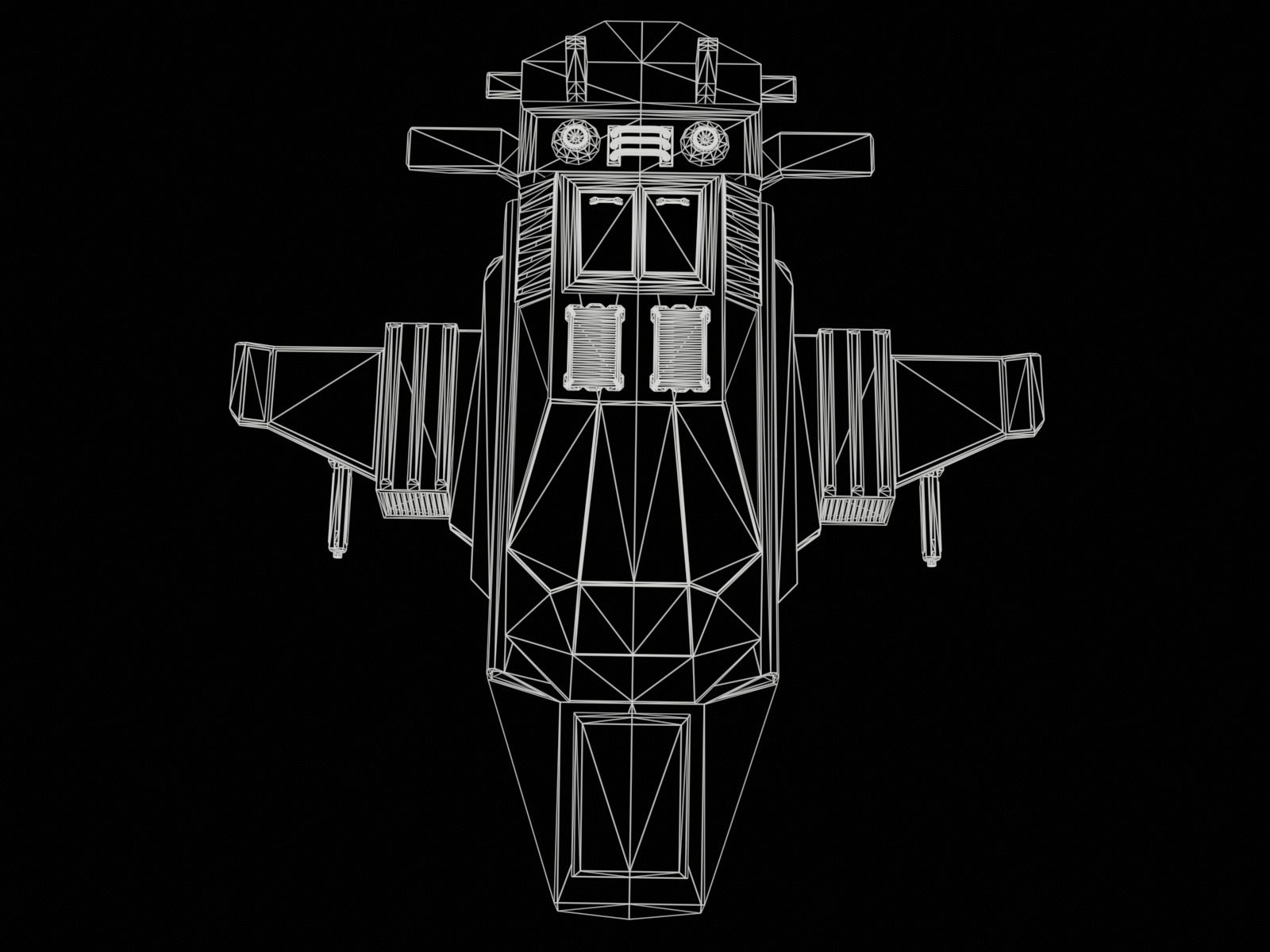 Futuristic spaceship Gameready Low-poly 3D model_22