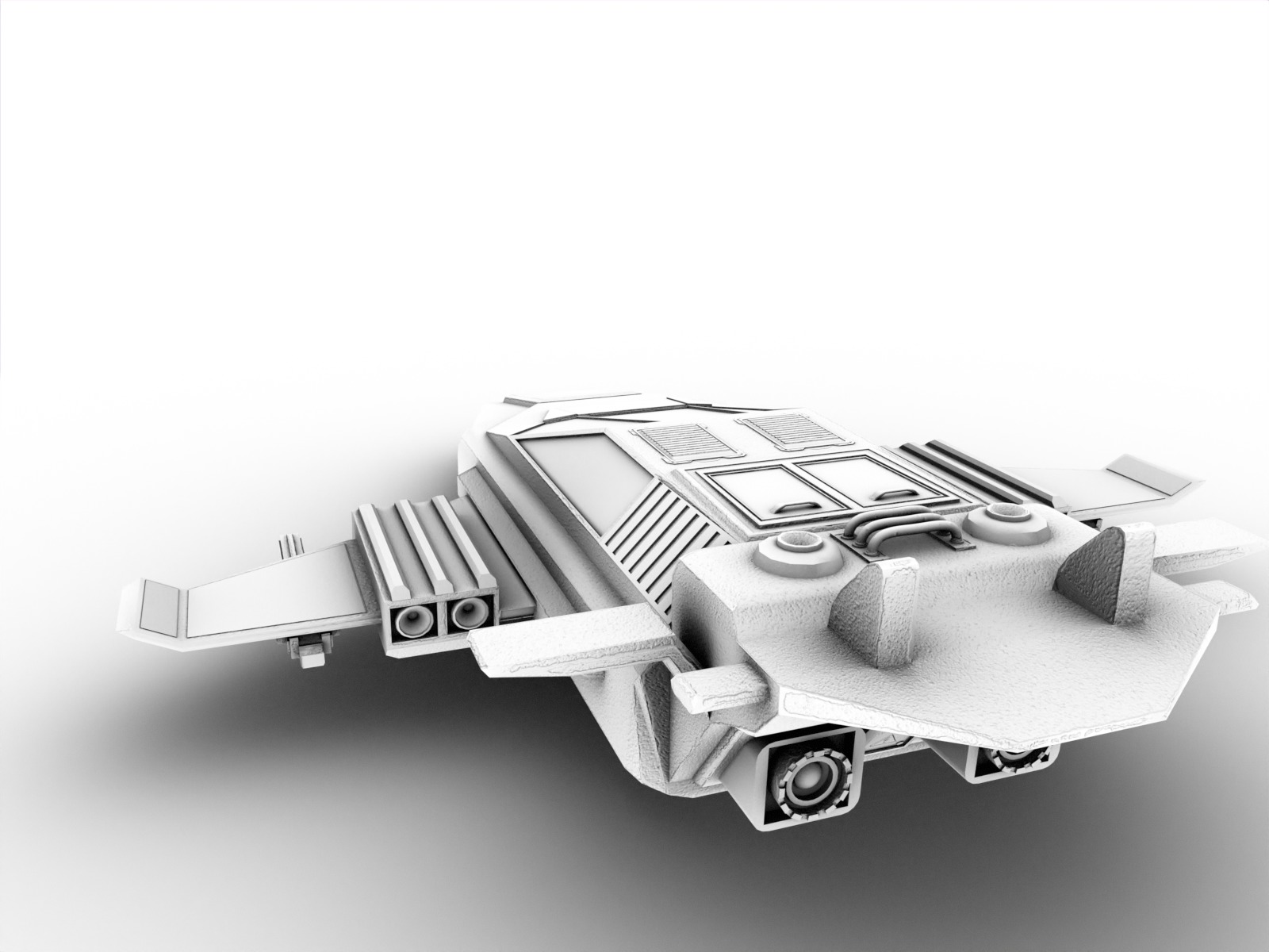 Futuristic spaceship Gameready Low-poly 3D model_14