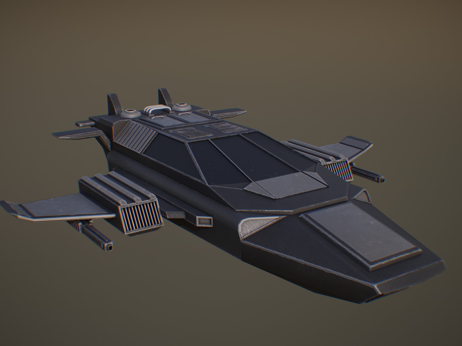 Futuristic spaceship Gameready Low-poly 3D model_2