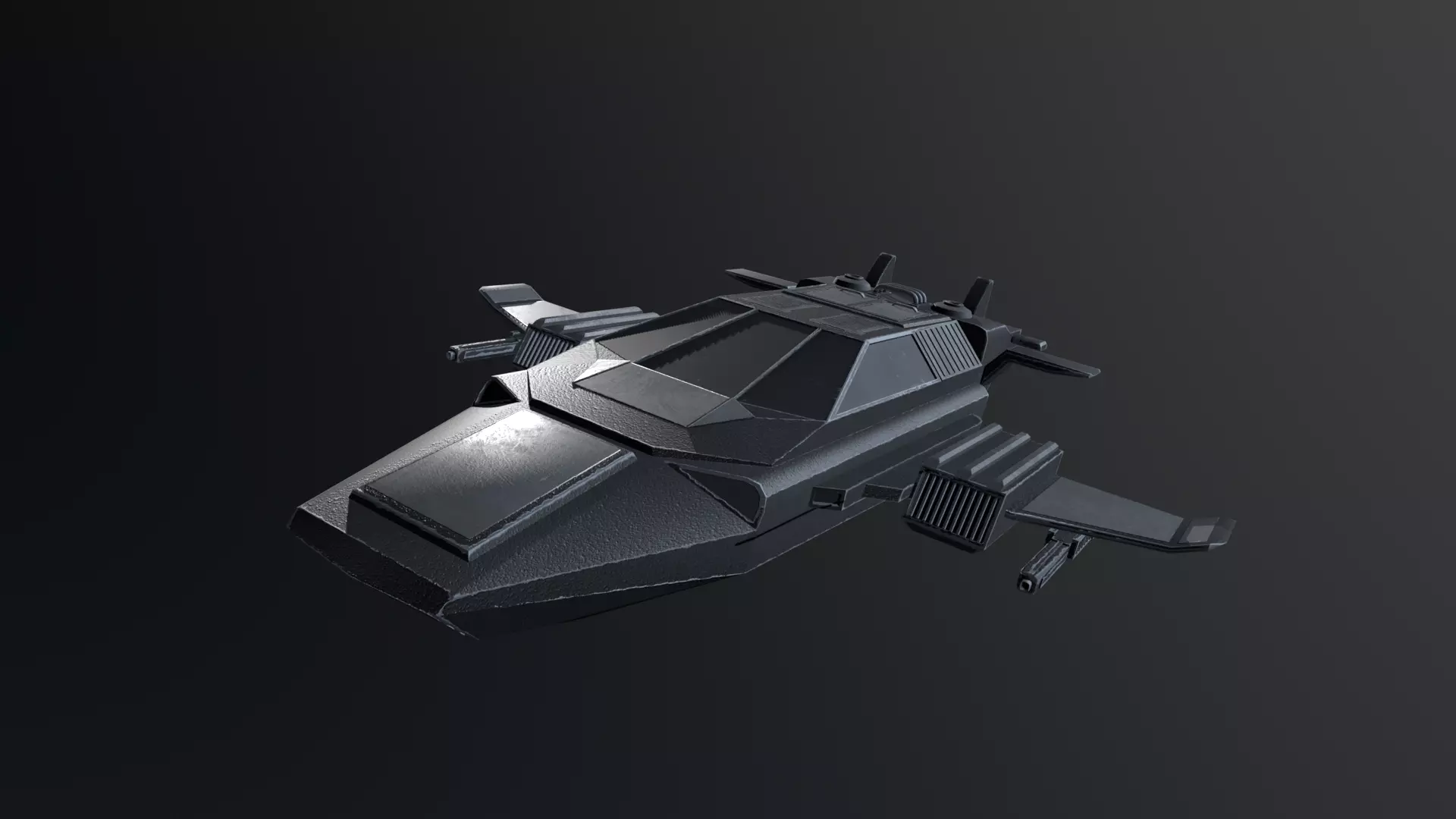 Futuristic spaceship Gameready Low-poly 3D model_0