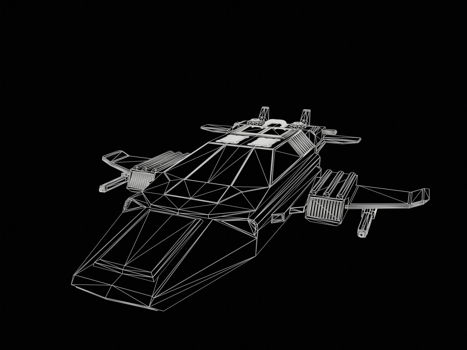 Futuristic spaceship Gameready Low-poly 3D model_17