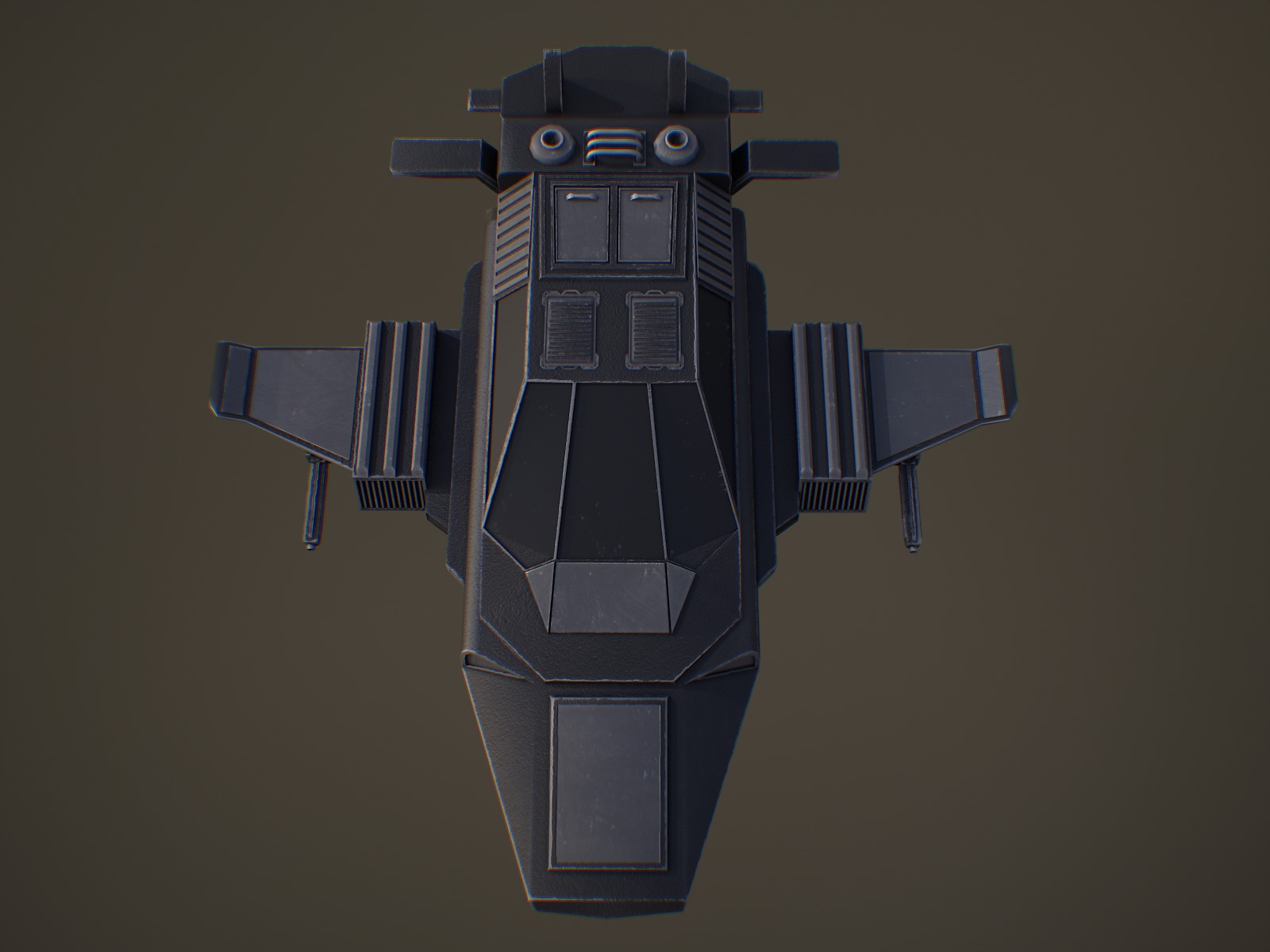 Futuristic spaceship Gameready Low-poly 3D model_8