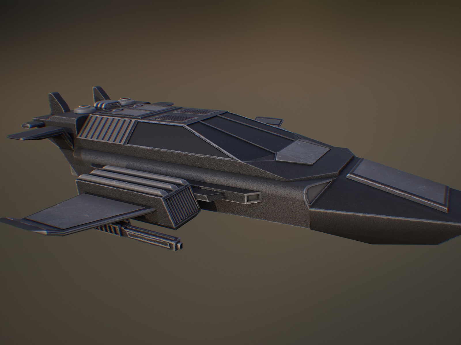 Futuristic spaceship Gameready Low-poly 3D model_3