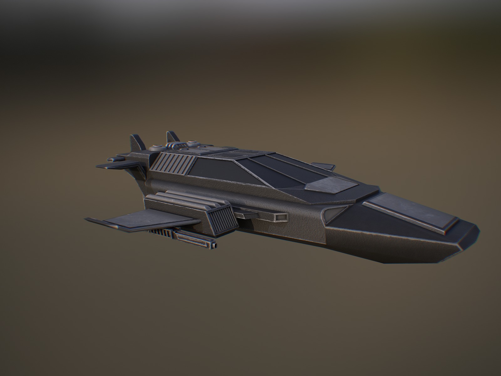 Futuristic spaceship Gameready Low-poly 3D model_9