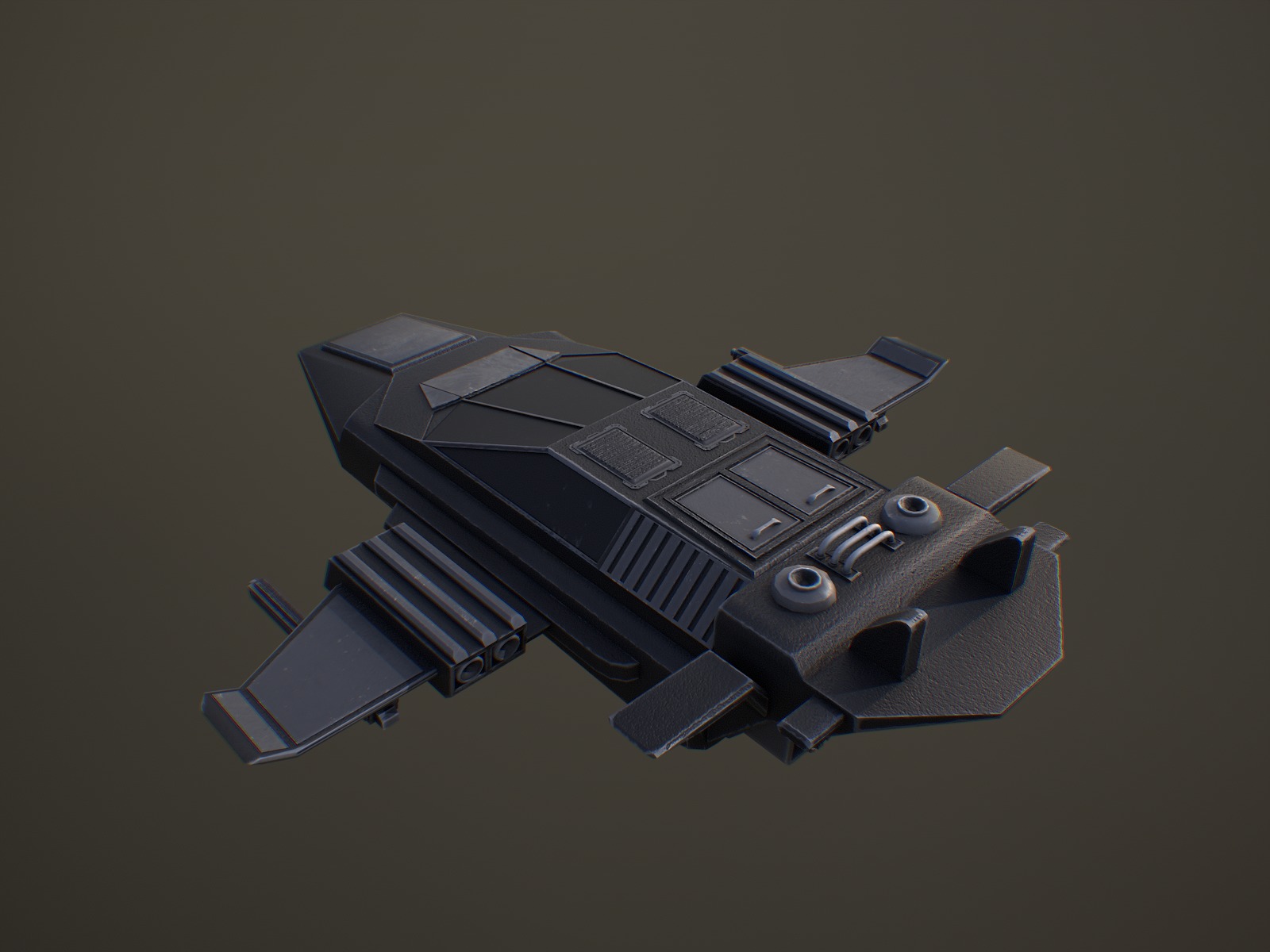 Futuristic spaceship Gameready Low-poly 3D model_10