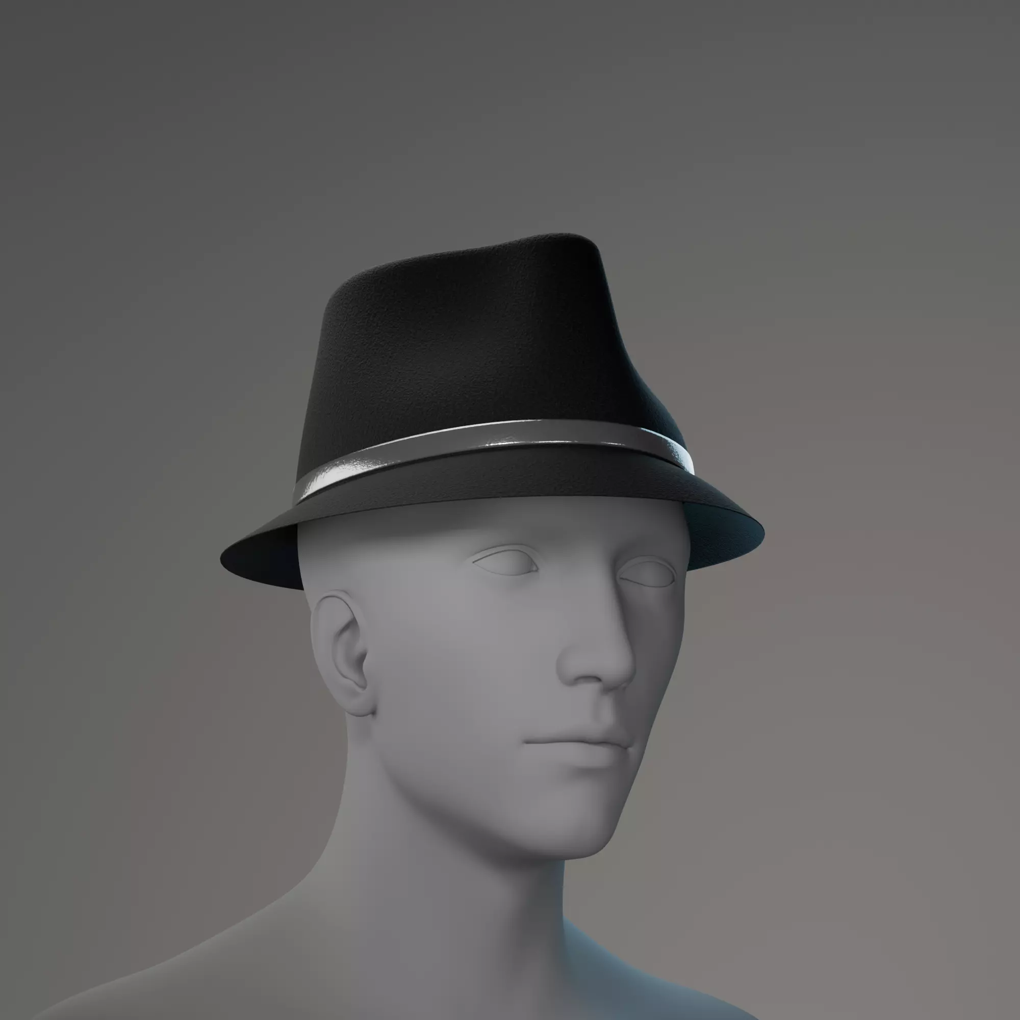 Black Fedora Hat 3D Model Low-poly 3D model_0