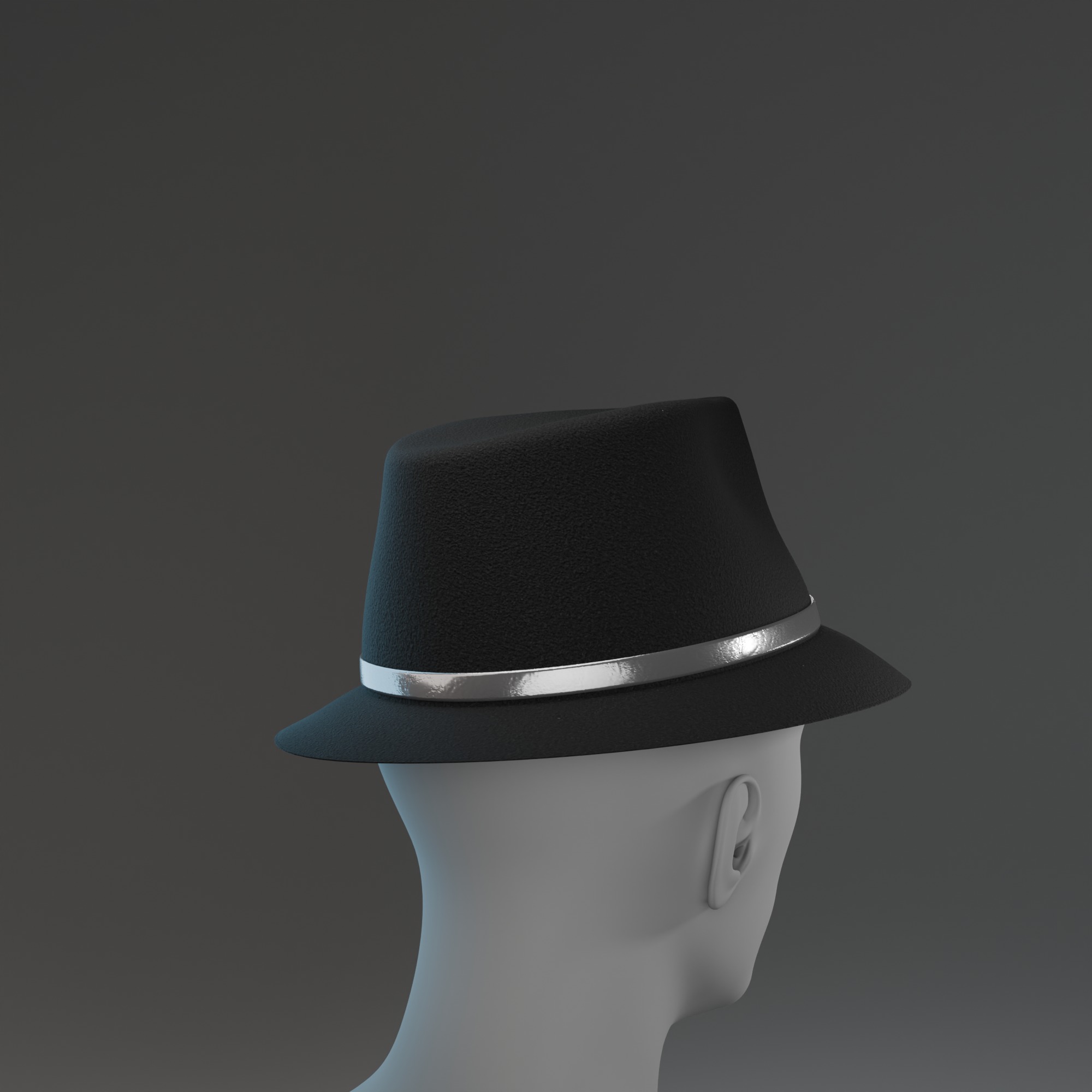 Black Fedora Hat 3D Model Low-poly 3D model_6