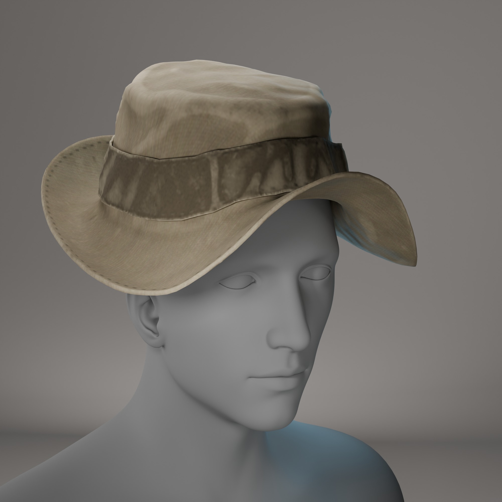 Brown Safari Hat 3D Model Low-poly 3D model_2